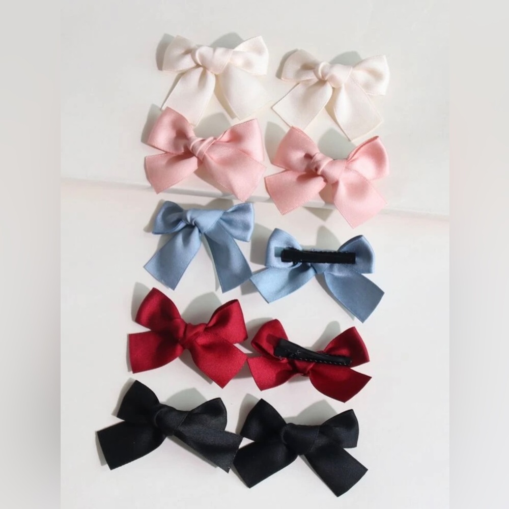 Satin hair bow clips